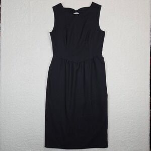 Lanz Originals Dress Womens S Black Midi Bow Back Coquette Vintage 90s USA LBD